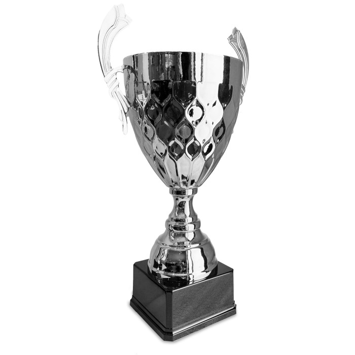 LARGE SILVER METAL HANDLED TROPHY CUP - 3 SIZES - 44CM to 61CM